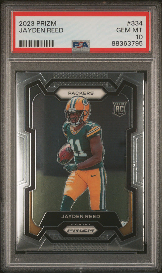 Graded 2023 Panini Prizm Jayden Reed #334 Rookie RC Football Card PSA 10 Gem Mint