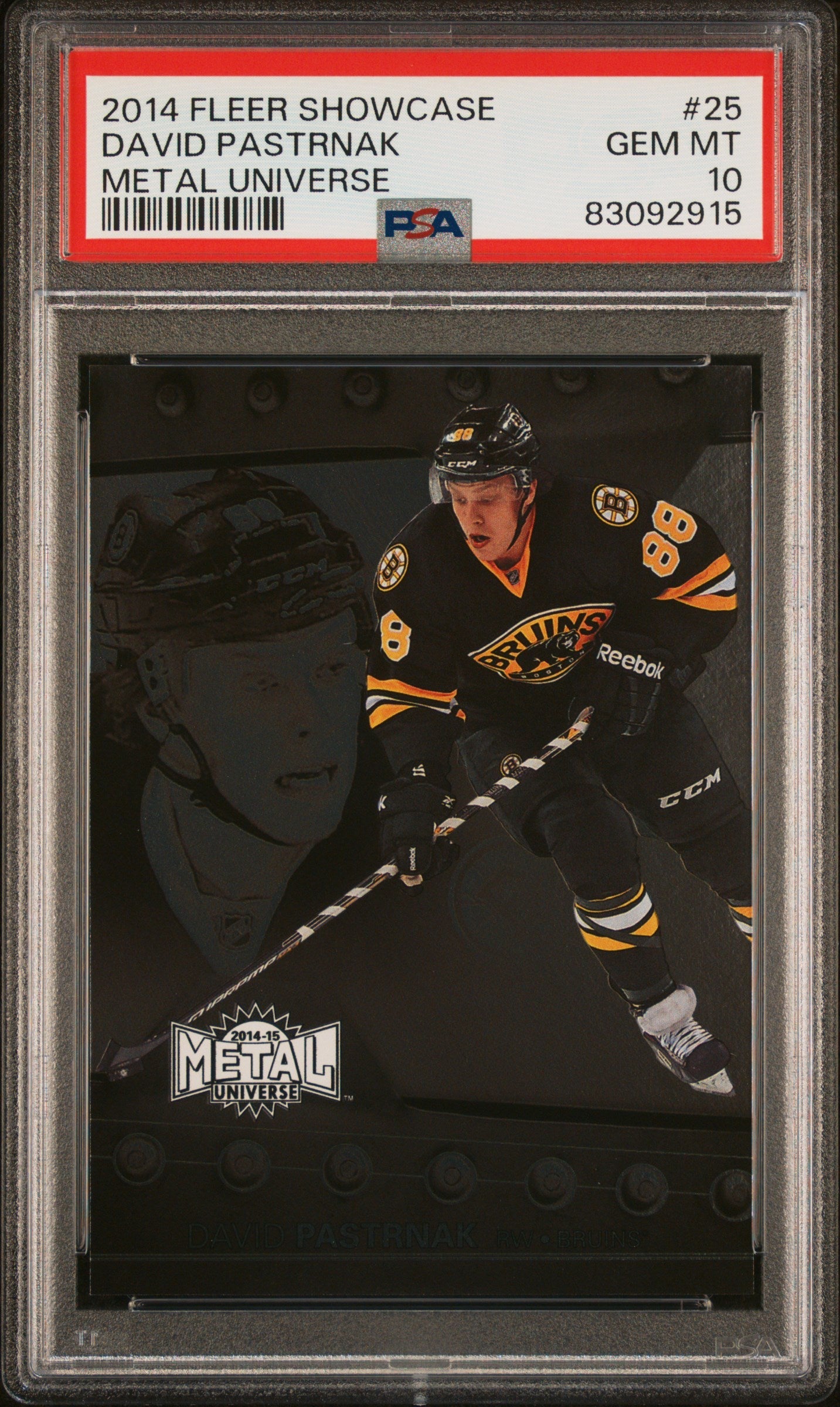 Graded 2014 Metal Fleer Showcase David Pastrnak #25 Metal Universe Rookie RC Hockey Card PSA 10 Gem Mint
