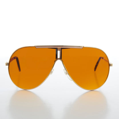 Retro Pilot Sunglasses with Amber Lens - Zaki