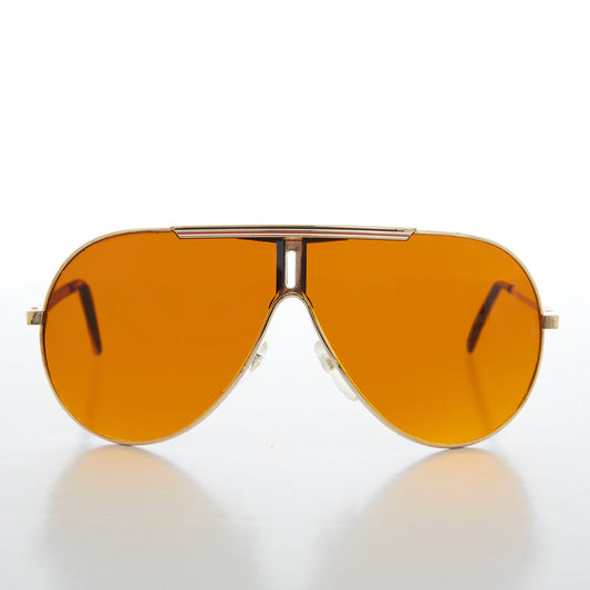 Retro Pilot Sunglasses with Amber Lens - Zaki