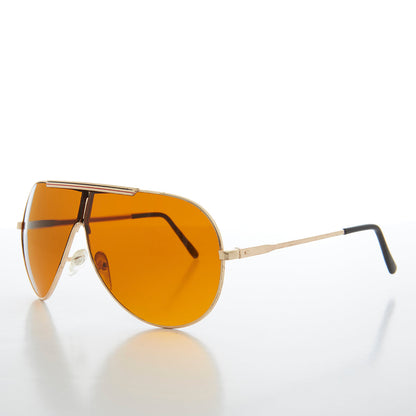 Retro Pilot Sunglasses with Amber Lens - Zaki