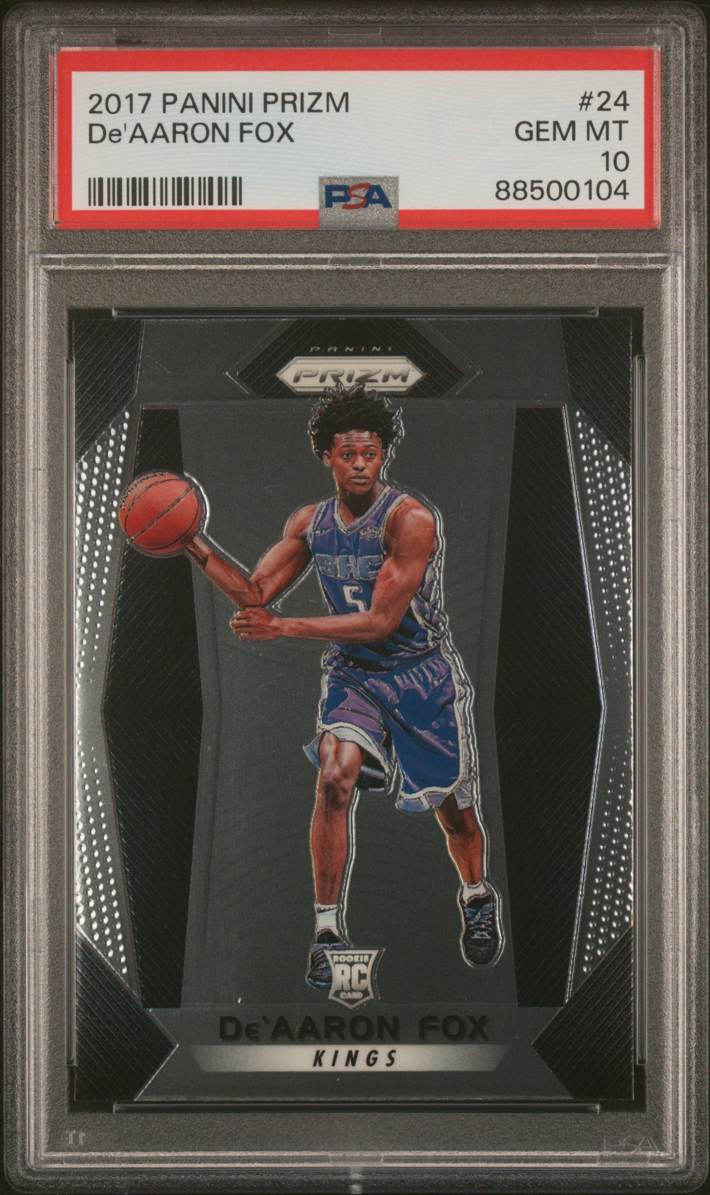 Graded 2017 Panini Prizm De'Aaron Fox #24 Rookie RC Basketball Card PSA 10 Gem Mint
