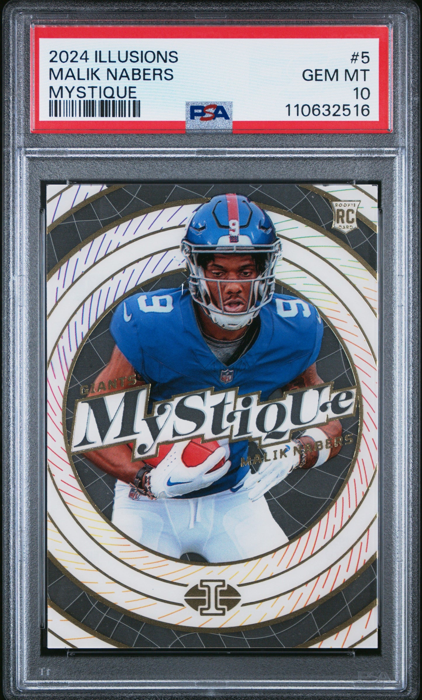 Graded 2024 Panini Illusions Malik Nabers #5 Mystique Rookie RC Football Card PSA 10 Gem Mint