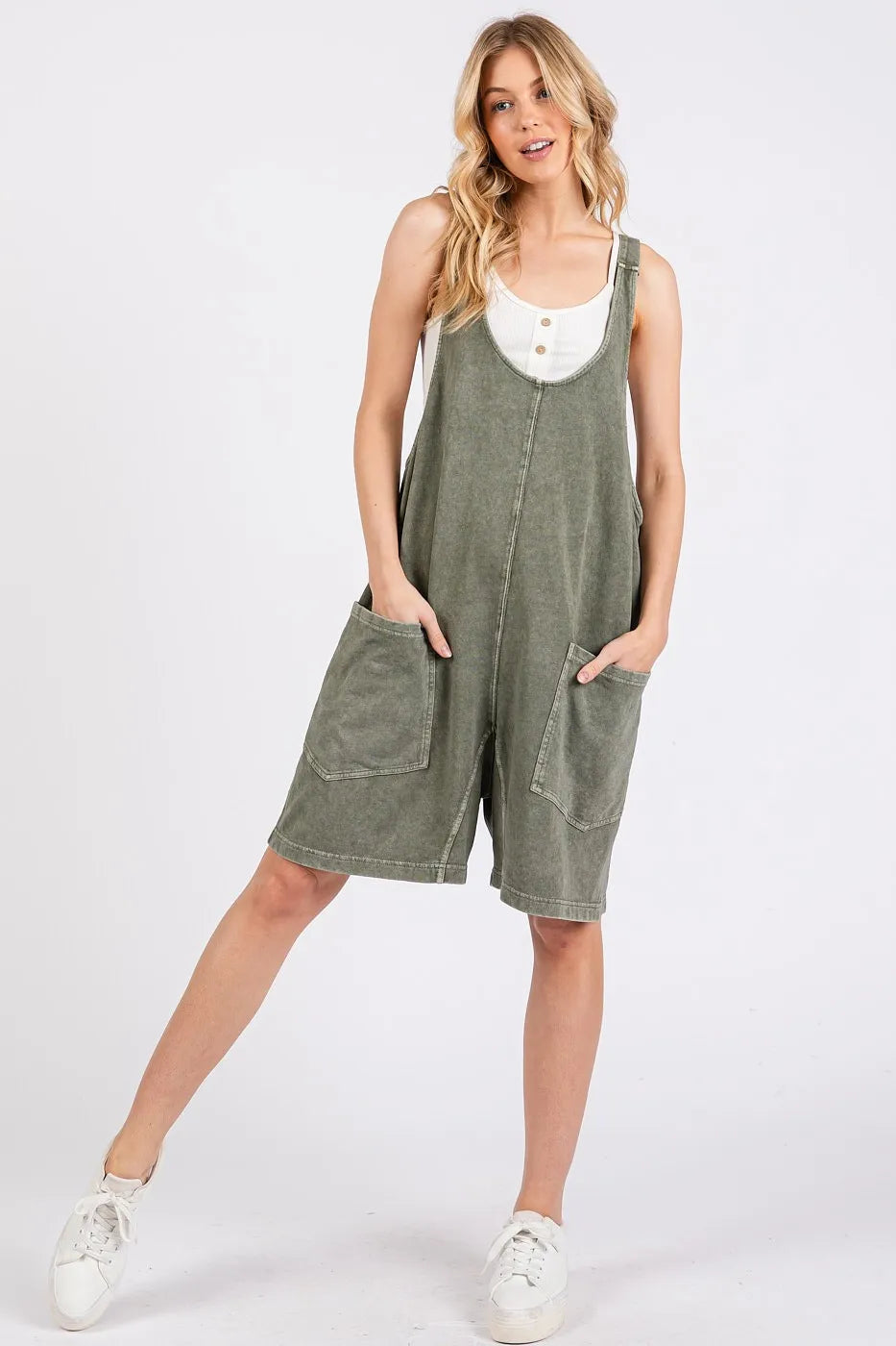 Mittoshop Low Scoop Neck Tank Washed French Terry Romper