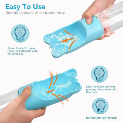 Portable Dog Water Bottle with Carbon Filter - 13.5oz Leak-Proof Pet Travel Water Dispenser | Lightweight Walking & Hiking Bottle
