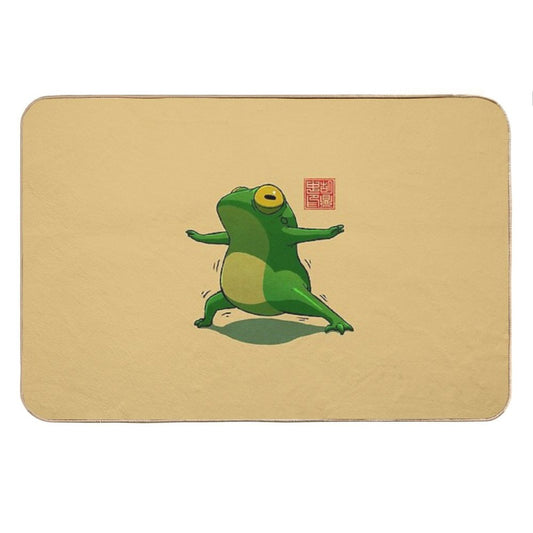 Yoga Frog Warrior Two Pose Bath Mat