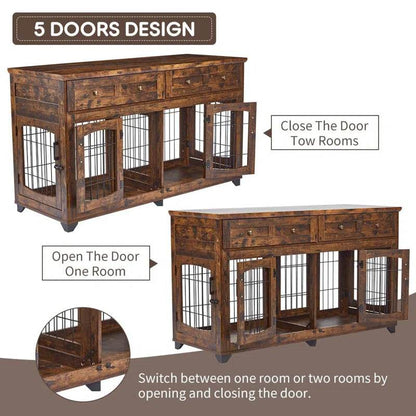 Dog Crate Furniture with Openable Partition