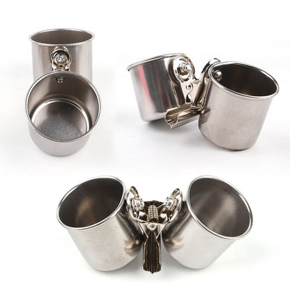 Dual Clamp-On Stainless Steel Elevated Feeding & Water Station