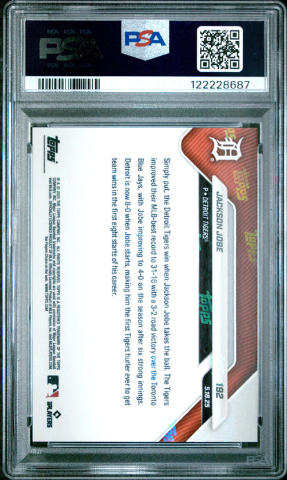 Graded 2025 Topps Now Jackson Jobe #192 Gold Foil /50 Rookie RC Baseball Card PSA 9 Mint