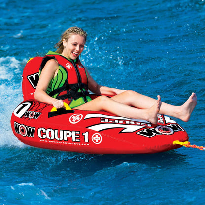 WOW Sports 1 Person Coupe Cockpit Towable Water Tube and Lounge Chair (15-1020)