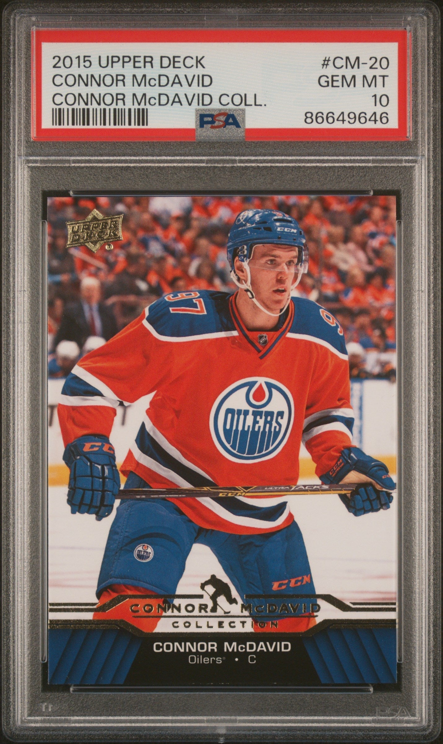 Graded 2015 Upper Deck Connor McDavid #CM-20 Connor McDavid Collection Rookie RC Hockey Card PSA 10 Gem Mint
