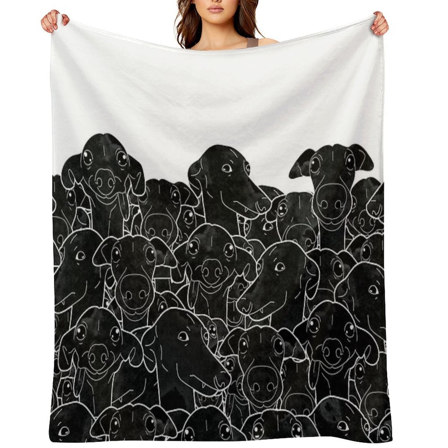 Greyhounds Black And White Pattern Throw Blanket