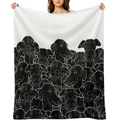 Greyhounds Black And White Pattern Throw Blanket