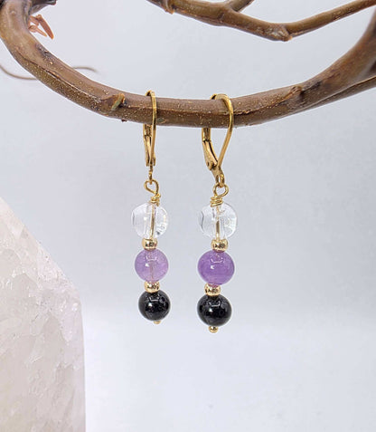 SACRED SPACE - Clear Quartz, Amethyst, Black Onyx Jewelry Set
