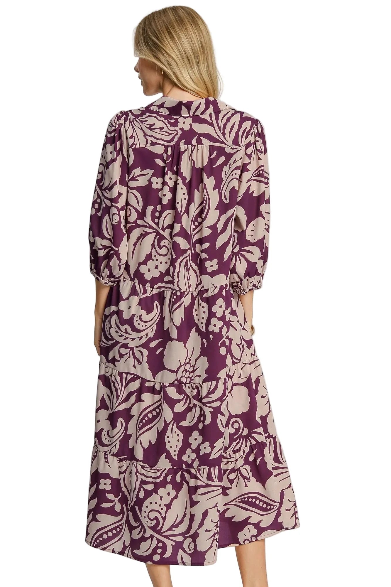 Floral Print Tiered Midi Dress