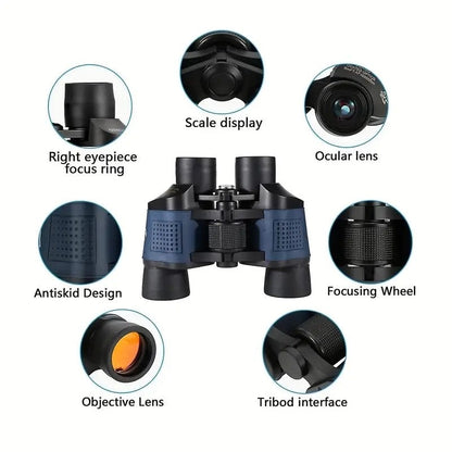 Binoculars For Adults High Power,60x60 With Low Light Night Vision Waterproof Binoculars Watching Outdoor Sports Concerts Binoculars For Bird Watching Professional