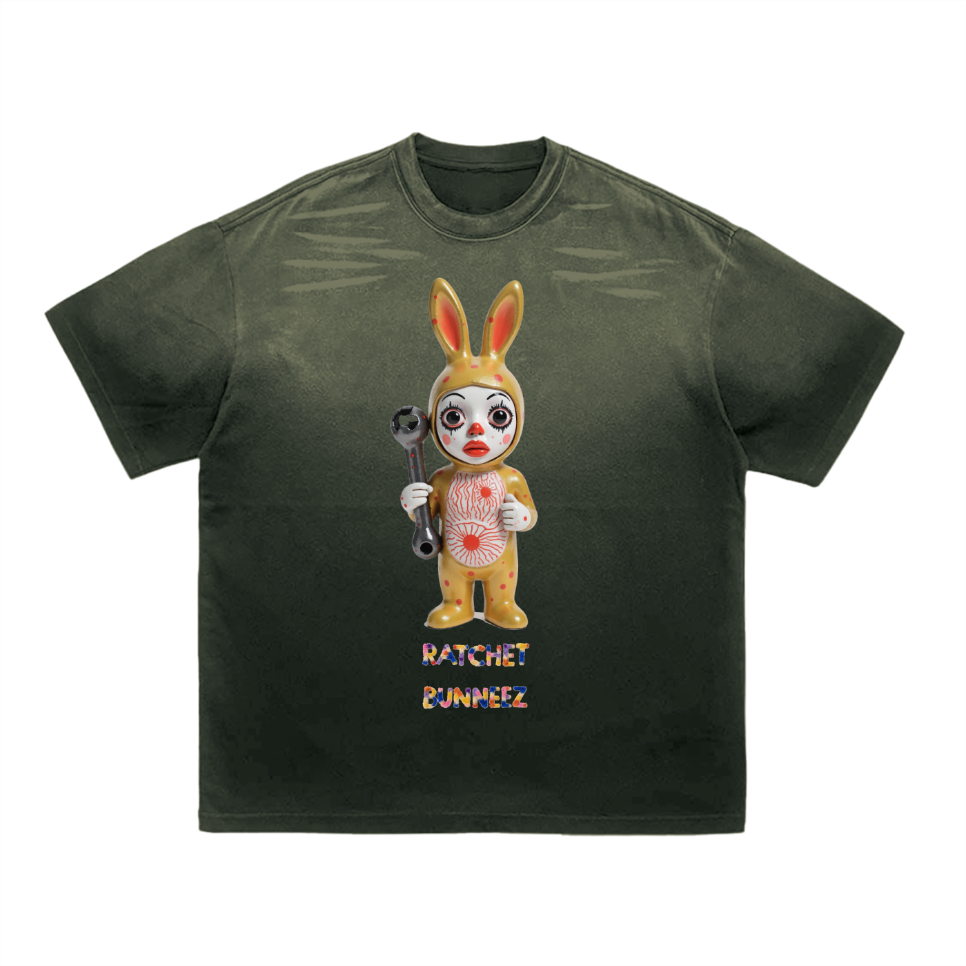 Ratchet Bunneez Deux Vintage Washed Tiger Stripes Dyed Gradient T-Shirt