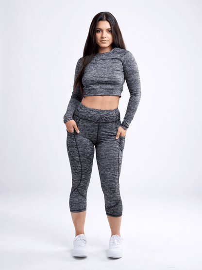 JupiterGear Mid-Rise Capri Fitness Leggings with Side Pockets