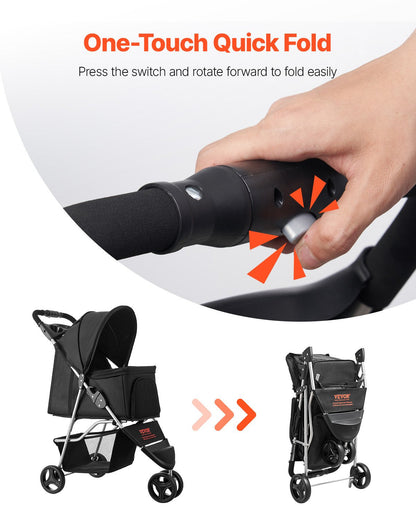 Agile 3-Wheel Quick-Fold Pet Stroller