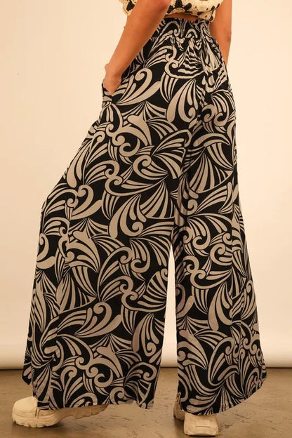 VERY J Printed Wide Leg Pants