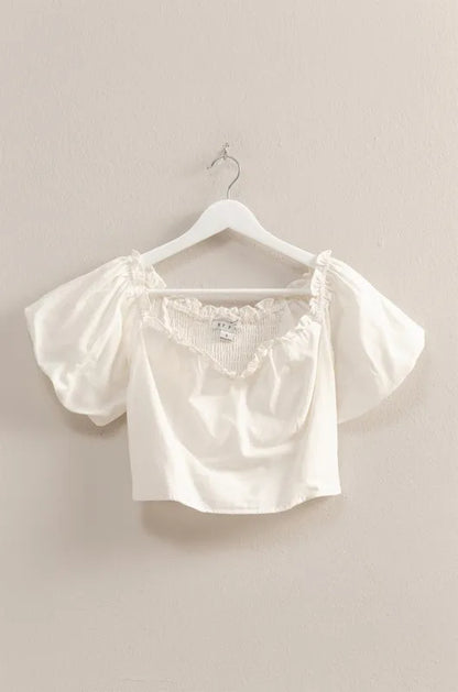 HYFVE Puff Sleeve Sweetheart Neck Top