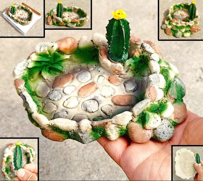 Naturalistic Cactus Resin Water & Food Dish