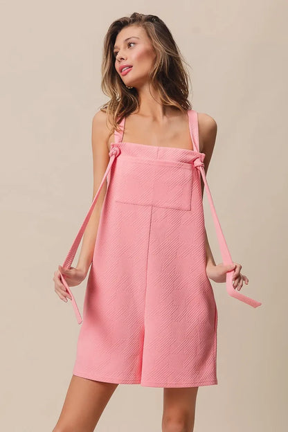 BiBi Texured Jacquard Romper with Side Pockets