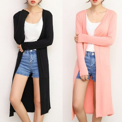 Lightweight Modal Drape Cardigan - Open Front Long Sleeve