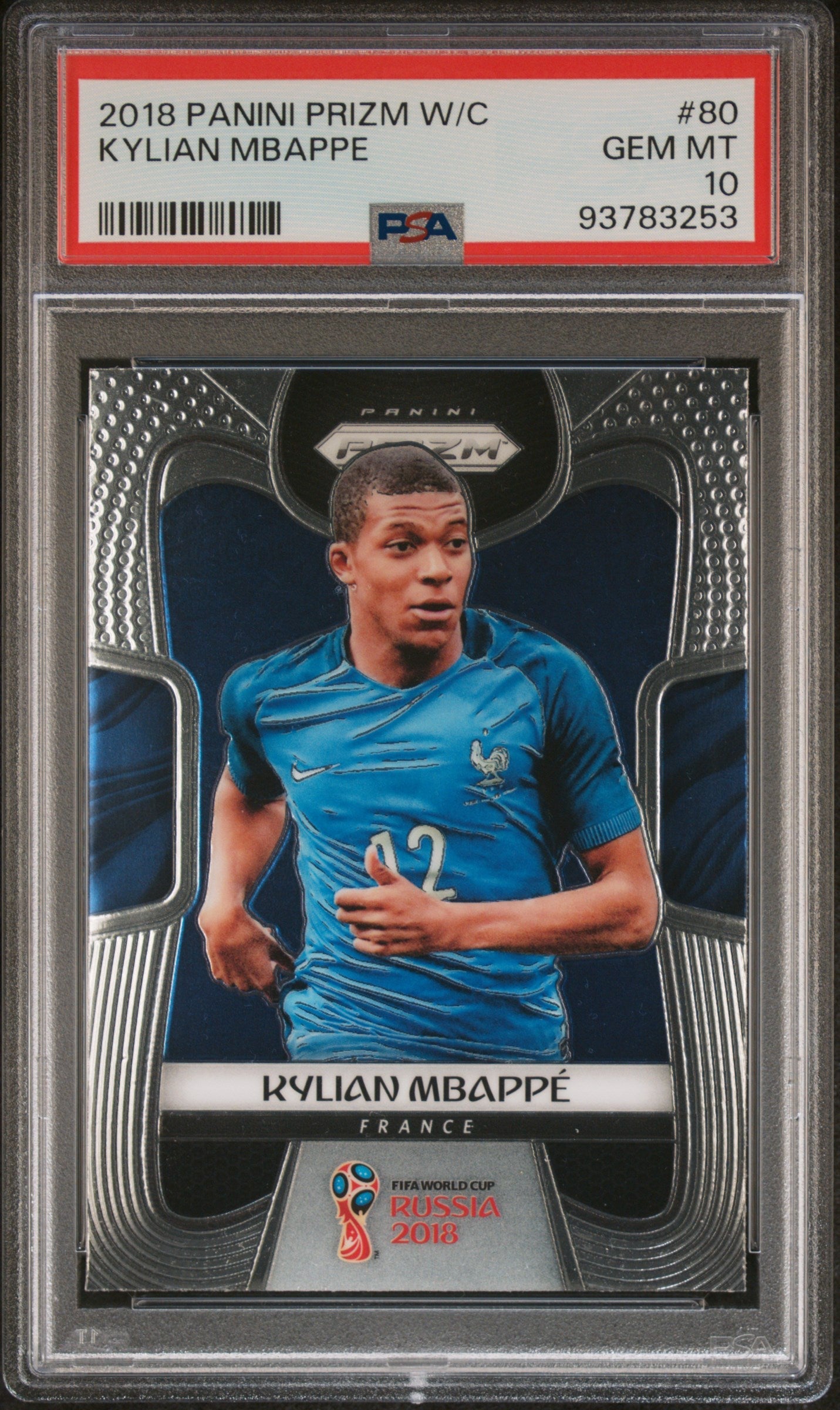 Graded 2018 Panini Prizm World Cup Kylian Mbappe #80 Soccer Card PSA 10 Gem Mint