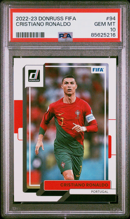 Graded 2022 Panini Donruss FIFA Cristiano Ronaldo #94 Soccer Card PSA 10 Gem Mint