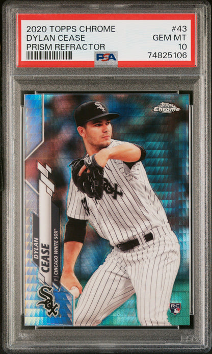 Graded 2020 Topps Chrome Dylan Cease #43 Prism Refractor Rookie RC Baseball Card PSA 10 Gem Mint