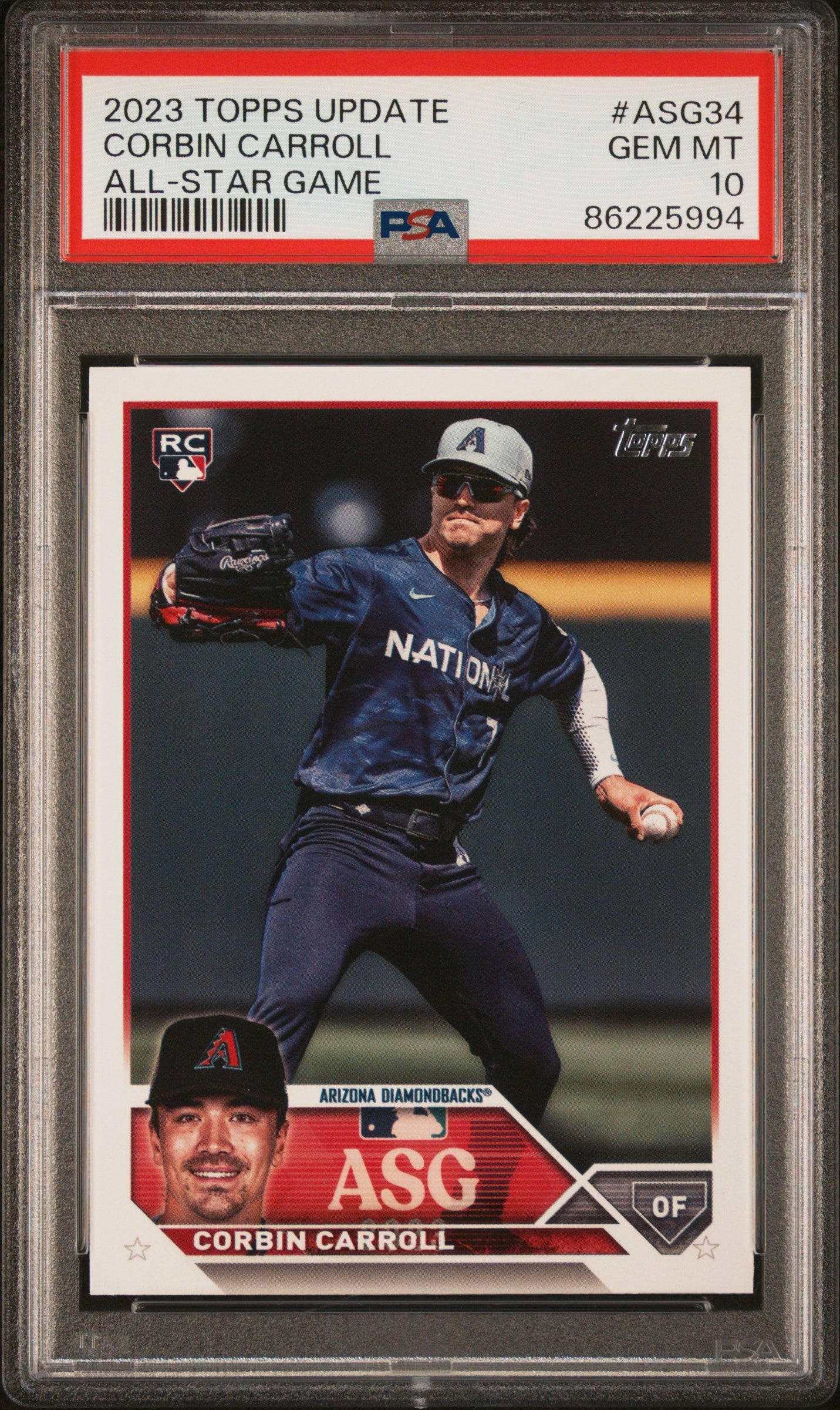 Graded 2023 Topps Update Corbin Carroll #ASG34 All Star Game Rookie RC Baseball Card PSA 10 Gem Mint