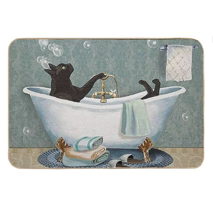 Black Cat Soap In Bathroom Bath Mat