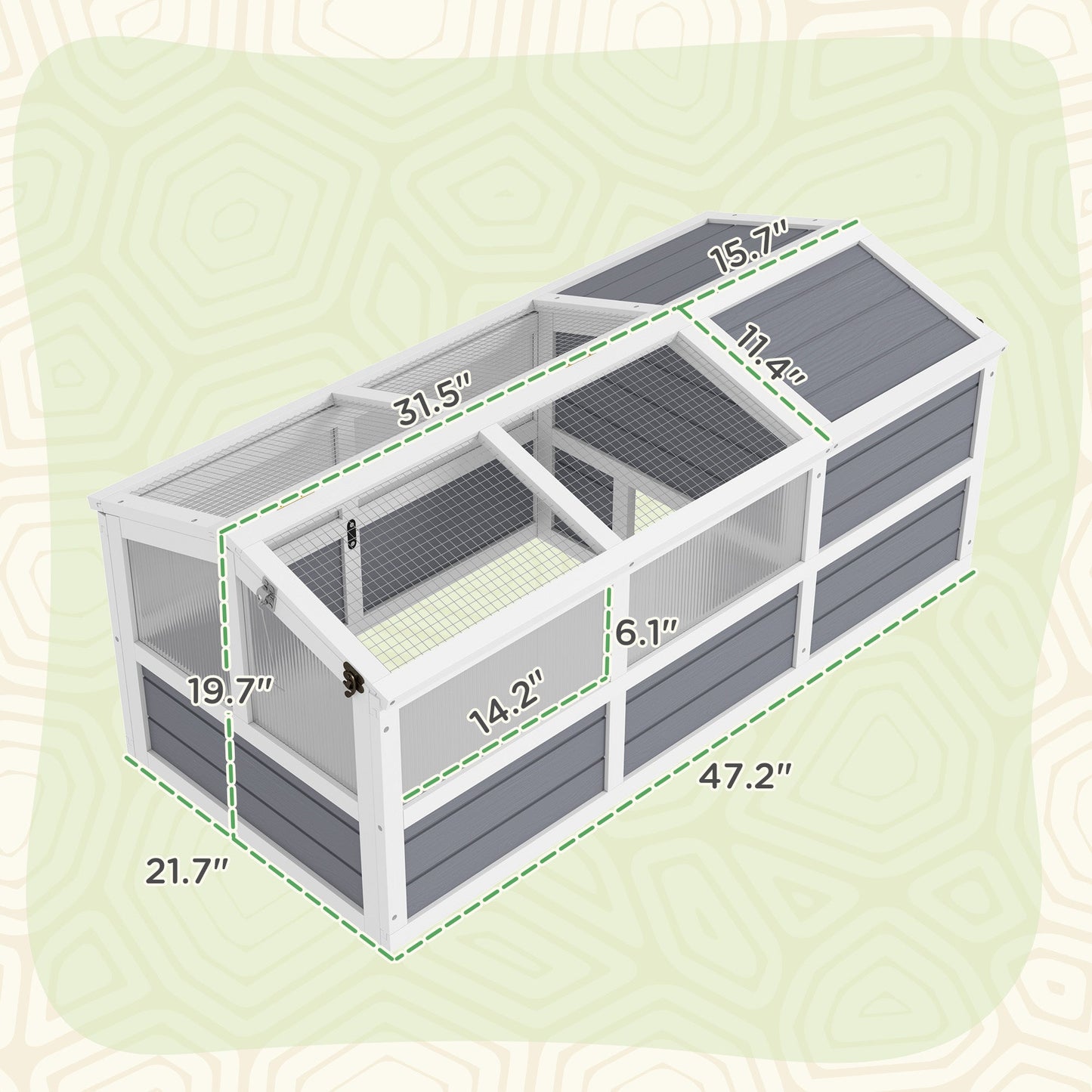 Bottomless Outdoor Wooden Tortoise Pen & Grazing Habitat
