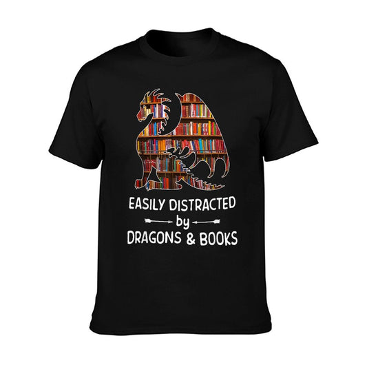 Easily Distracted by Dragon And Books Nerds T-Shirt