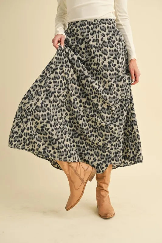 Aemi+Co Leopard Midi Skirt – Chic Animal Print Midi