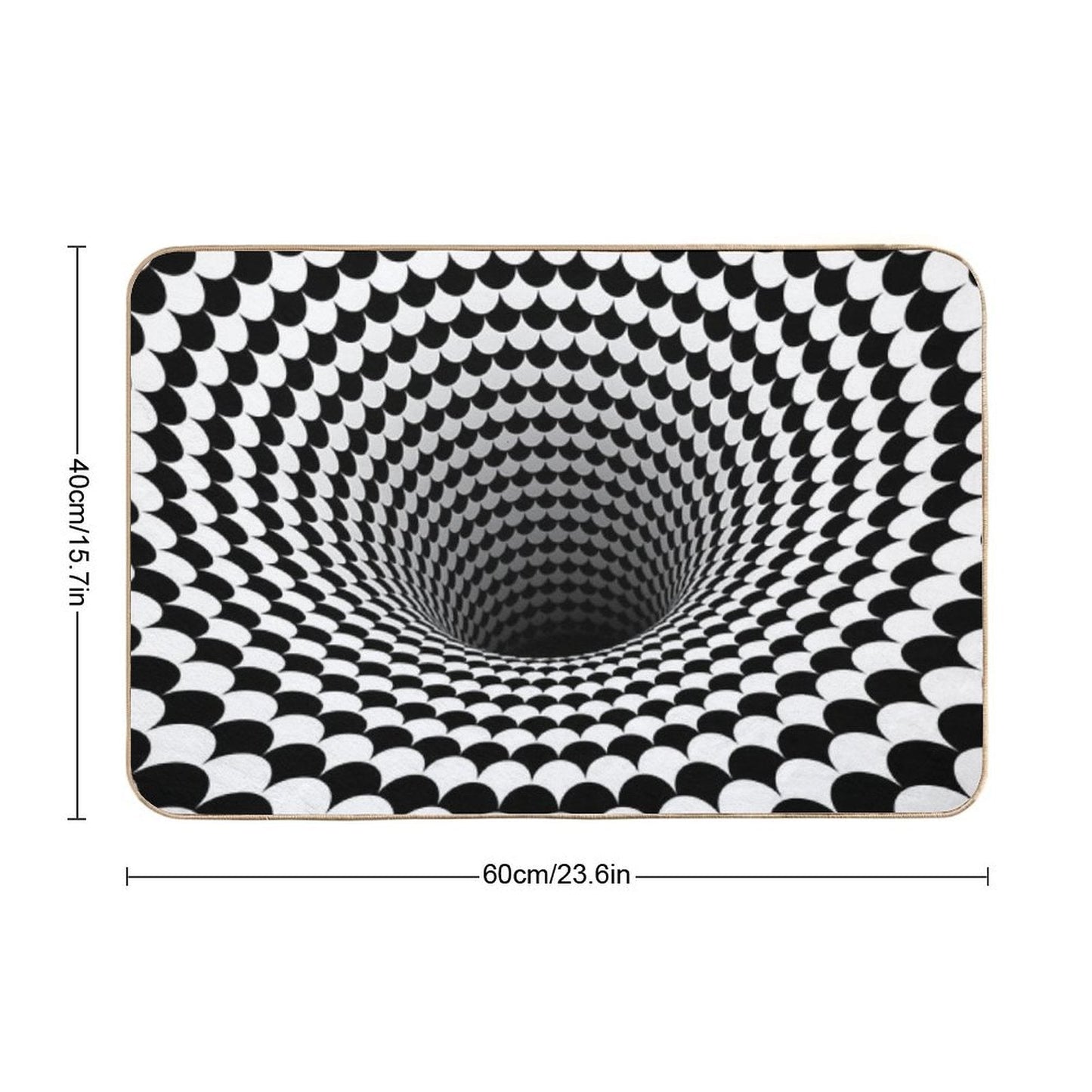 Optical Illusion Black And White Scales Houndstooth Black Hole Vortex Bath Mat