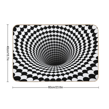 Optical Illusion Black And White Scales Houndstooth Black Hole Vortex Bath Mat