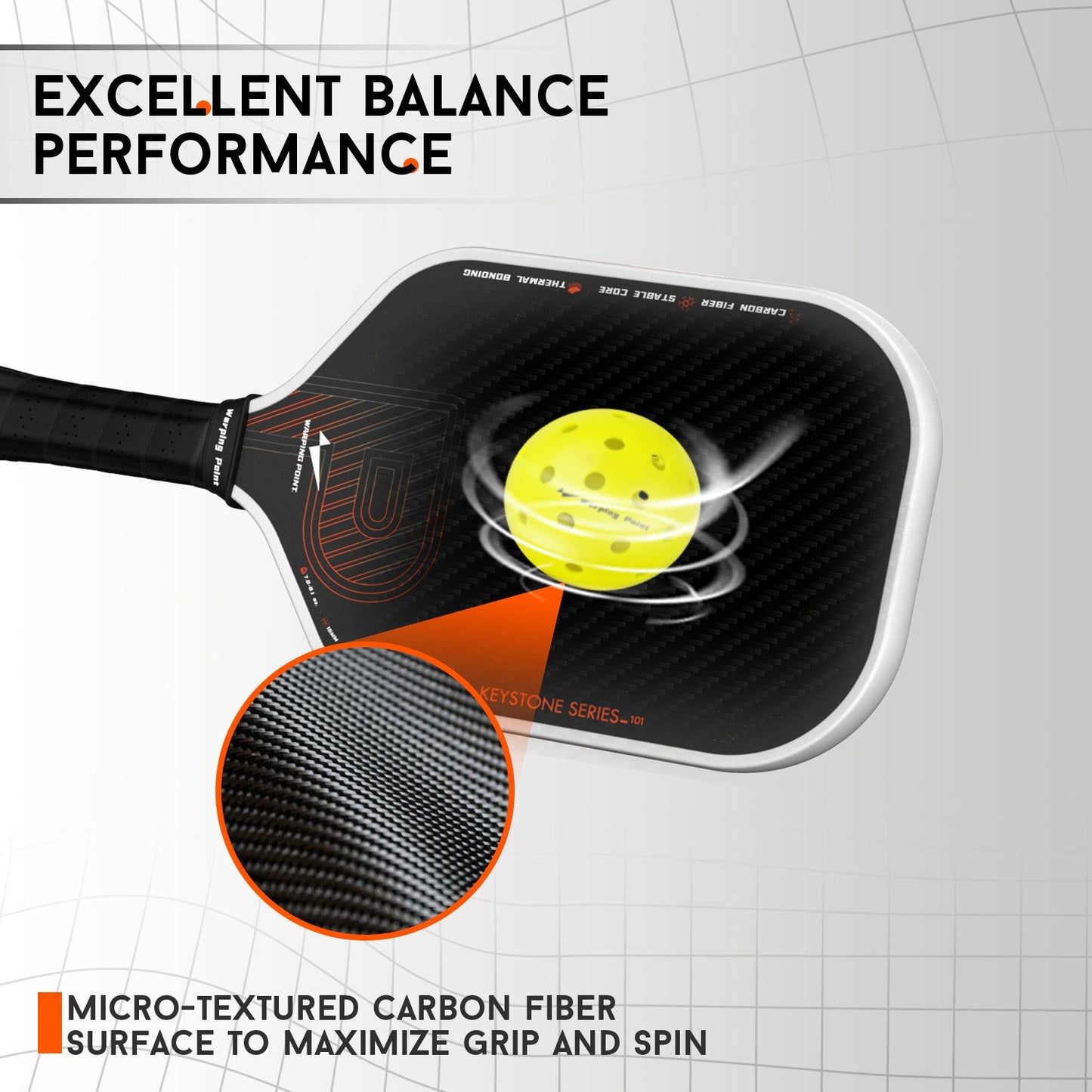 Keystone White Pickleball Paddle – 16mm Honeycomb Core