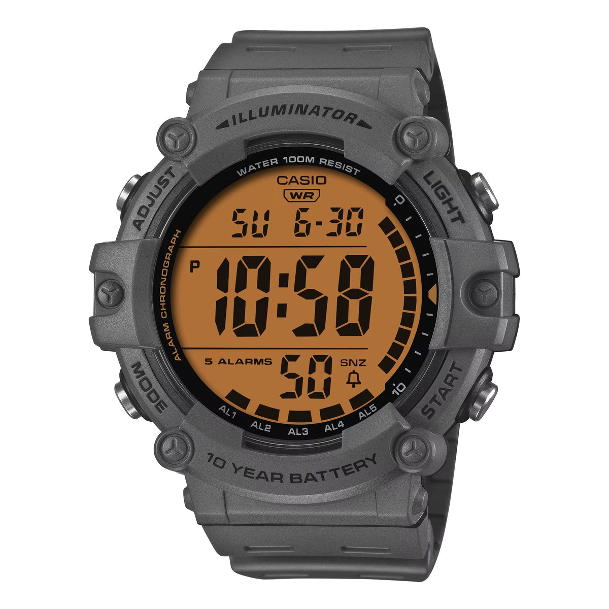 Casio MenÕs Digital Sport Watch with Orange Dial - AE-1500WHC-8AV