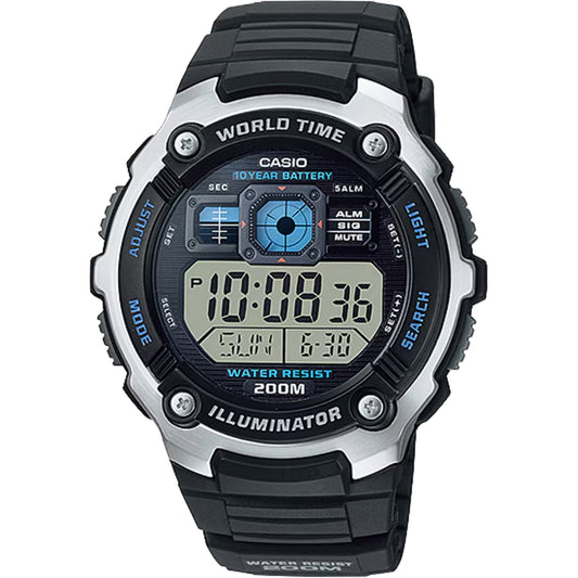 Casio Men's Rugged Digital Sport Watch with Stainless Steel Band - AE-2000WD-1A