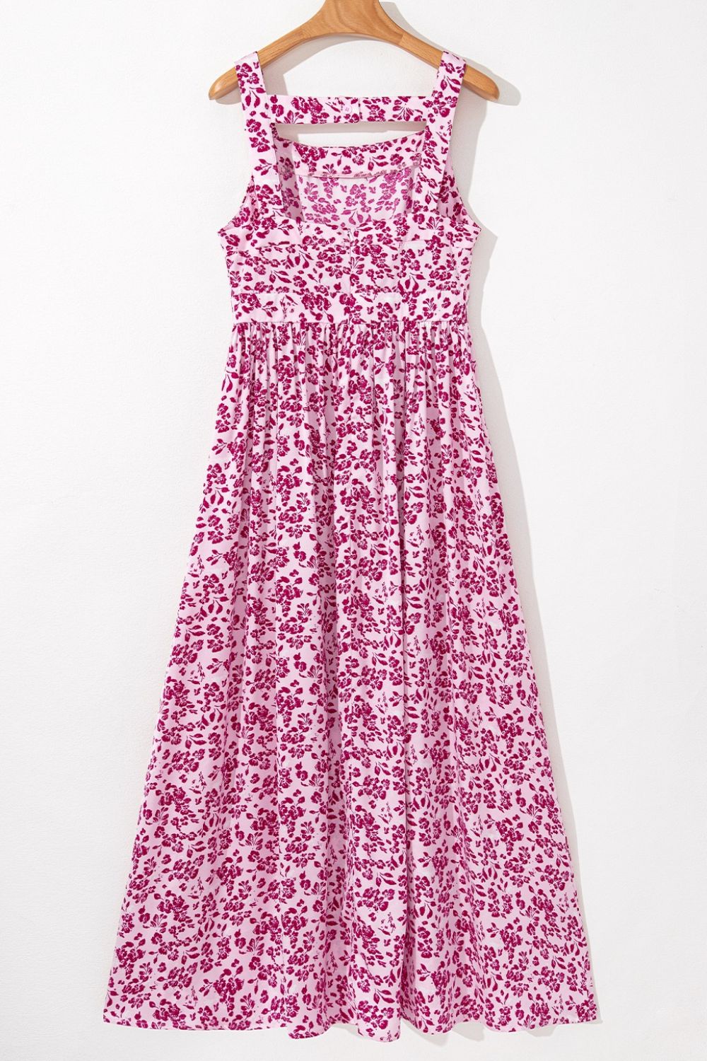 Floral Cutout Back Square Neck Maxi Dress