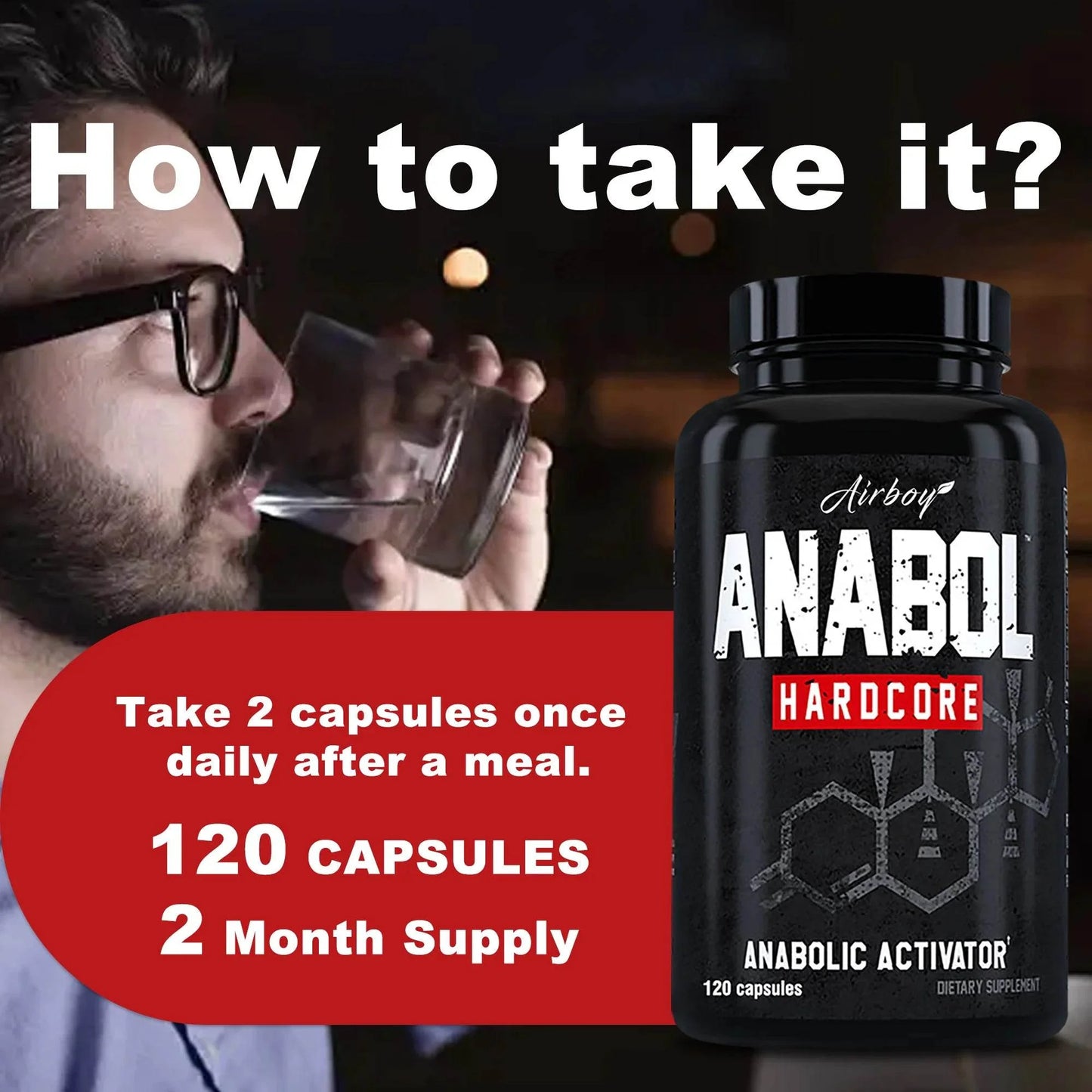 Anabol Hardcore Muscle Supplement - 120 Capsules Muscle Mass Power