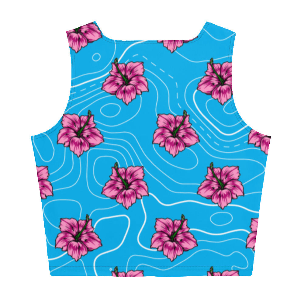 Blue Hibiscus Crop Top