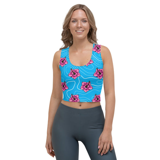 Blue Hibiscus Crop Top