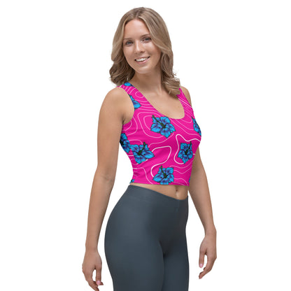 Pink Hibiscus Crop Top