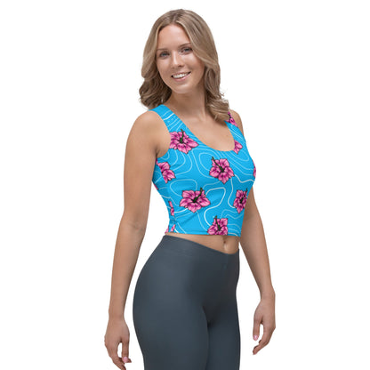 Blue Hibiscus Crop Top