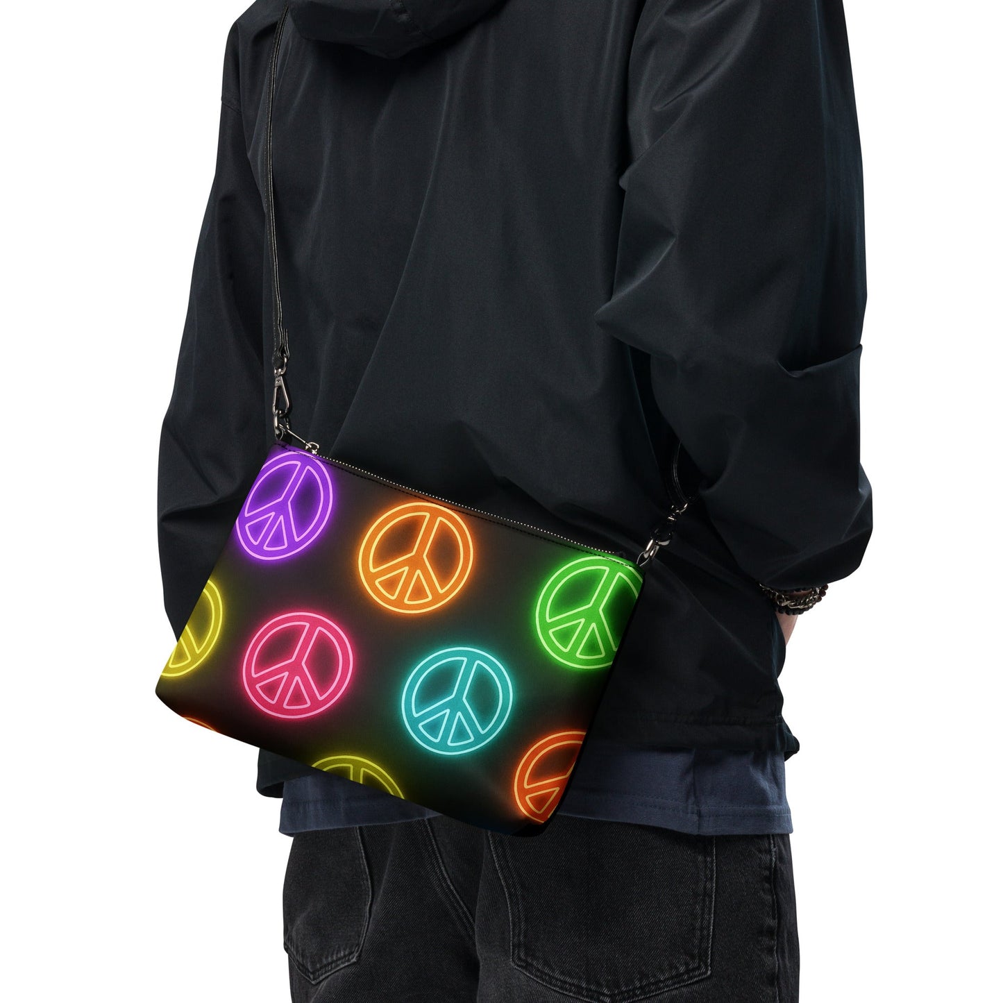 Neon Peace Crossbody Bag – Colorful Festival Side Bag