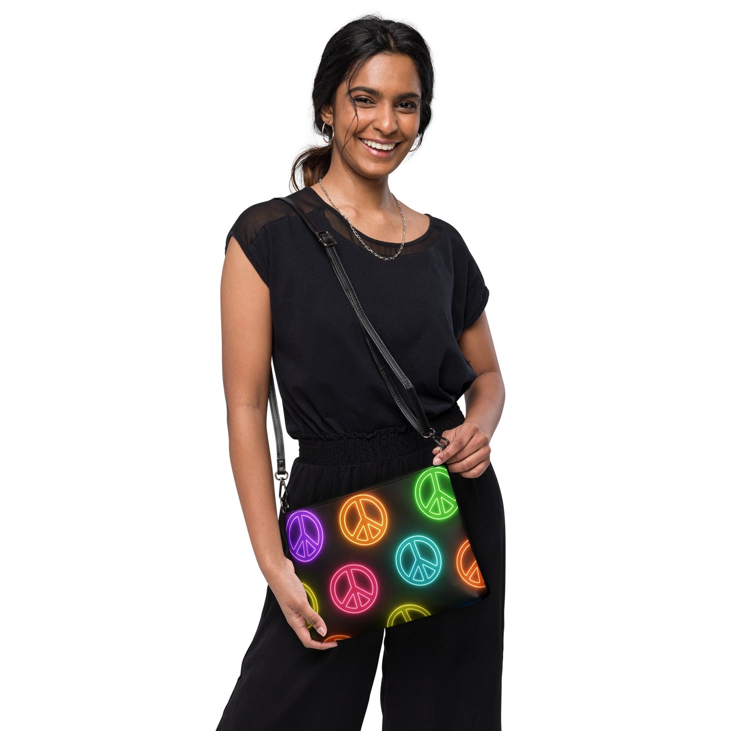 Neon Peace Crossbody Bag – Colorful Festival Side Bag