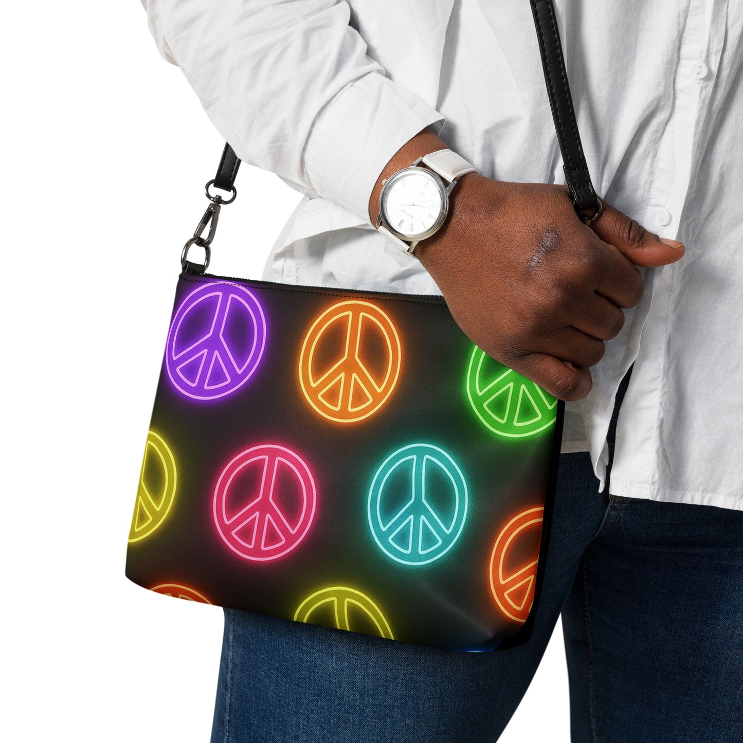Neon Peace Crossbody Bag – Colorful Festival Side Bag